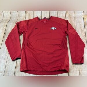 Nike Arkansas Razorbacks Red Pullover Windbreaker Jacket Size Medium